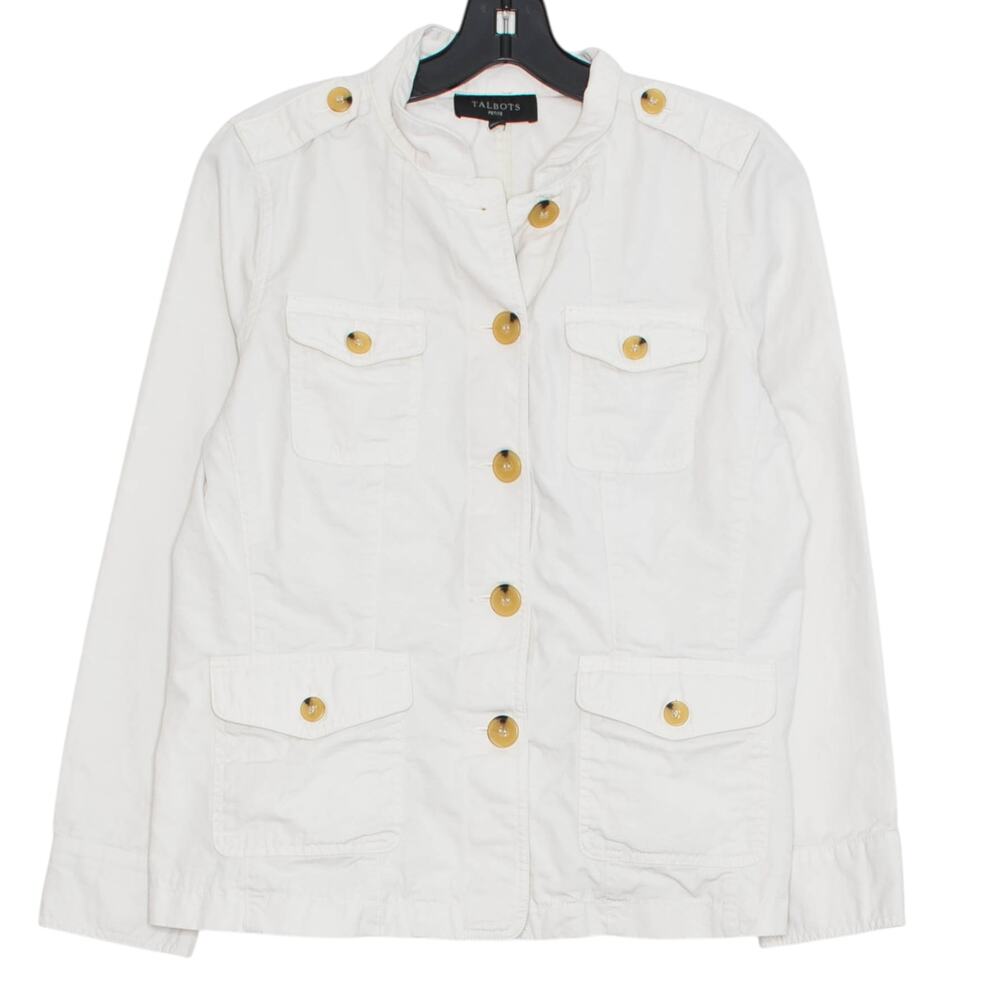 Talbots Jacket Preppy Academia Minimalist Classic Nautical Button Up Ivory PM